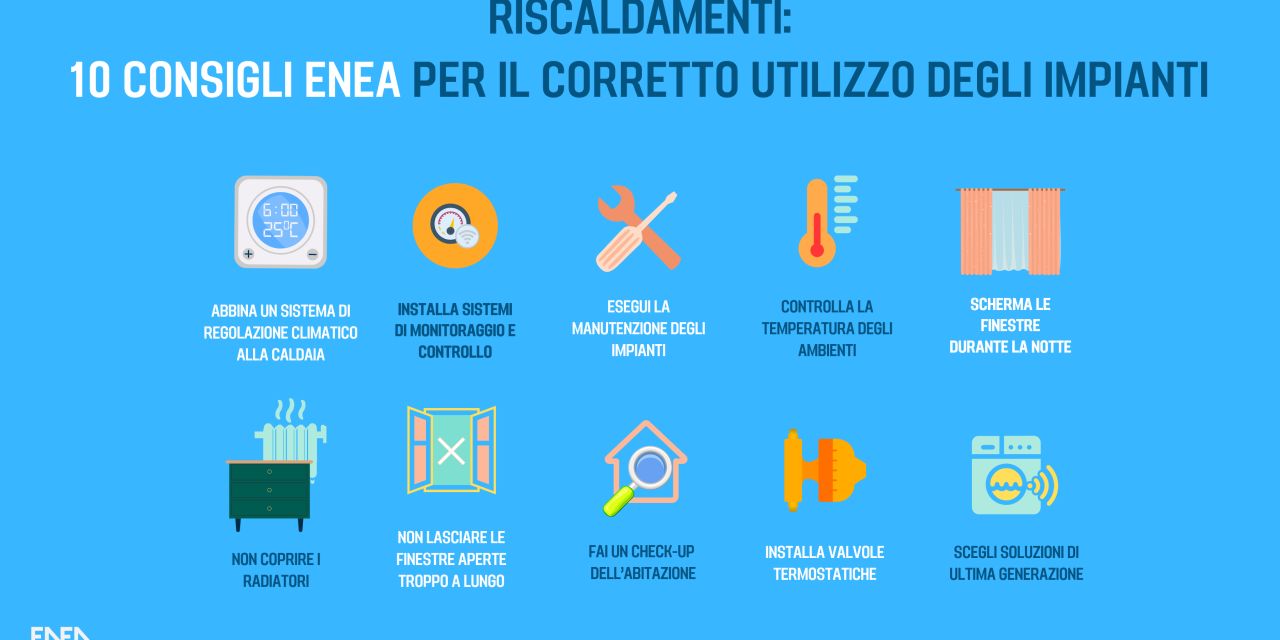Da ENEA 10 consigli sul corretto utilizzo degli impianti di riscaldamento. Prima indicazione: attenzione alla temperatura dell’acqua che arriva ai termosifoni.