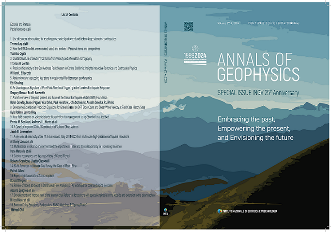 Online il volume di Annals of Geophysics realizzato in occasione dei 25 anni dell’Istituto Nazionale di Geofisica e Vulcanologia