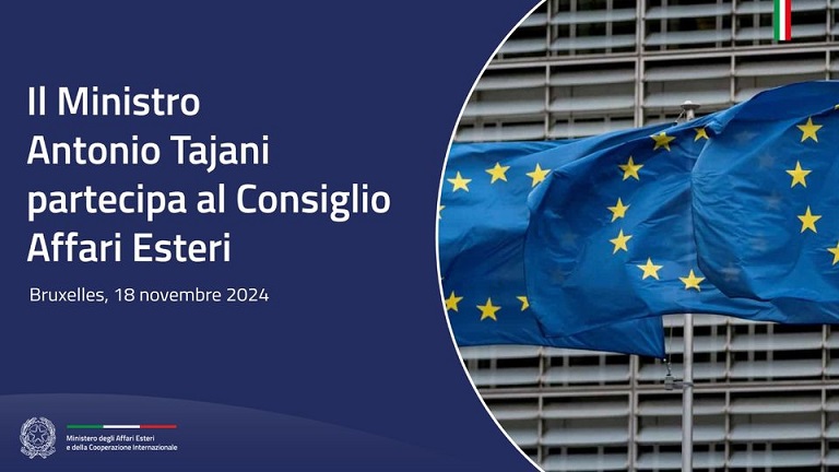 Il ministro Tajani sarà domani a Bruxelles per partecipare al Consiglio Affari Esteri dell’Unione europea (CAE). In agenda: Ucraina, elezione Trump; incontri con Rutte e Kallas